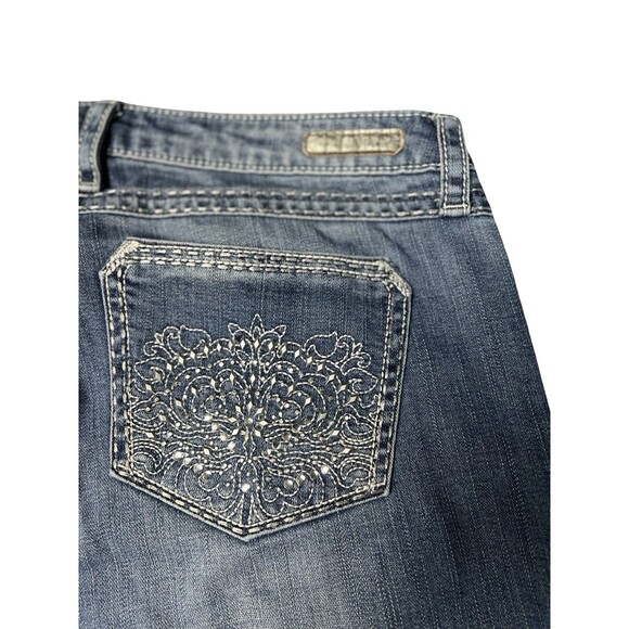 Wrangler Rock 47 Jeans Women's 34x35 Blue Bootcut Low Rise Embellished Cowgirl - Picture 9 of 10